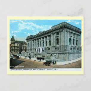Bibliotheek, Seattle, Washington Vintage Briefkaart