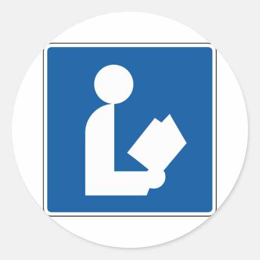 Bibliotheek Straatbord Ronde Sticker (Voorkant)