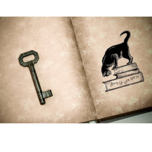 Bibliotheek van Gatto Cat Book Ownership Ink Stamp Rubberstempel