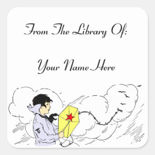 Bibliotheek van Storybook Kite Custom Bookplate St Vierkante Sticker