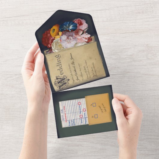 bibliotheekboek in één bruiloft uitnodigen all in one uitnodiging (Afscheurbaar)