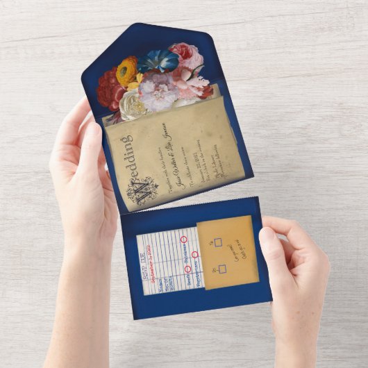  bibliotheekboek in één bruiloft uitnodigen all in one uitnodiging (Afscheurbaar)