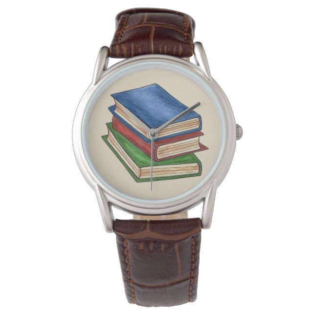 Bibliotheekboek Stack Teacher Librarian Educator G Horloge (Voorkant)