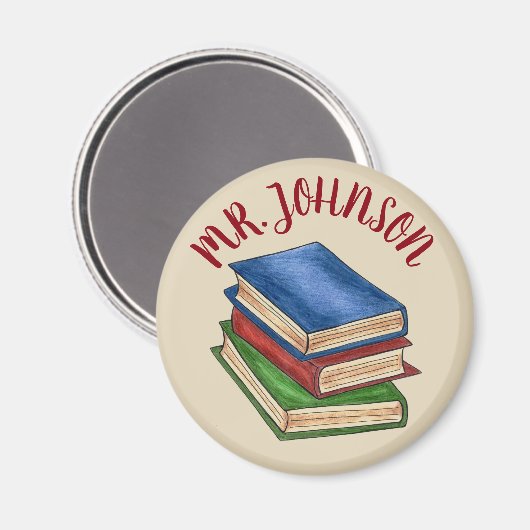 Bibliotheekboek Stack Teacher Librarian Educator G Magneet (Voorkant / Achterkant)