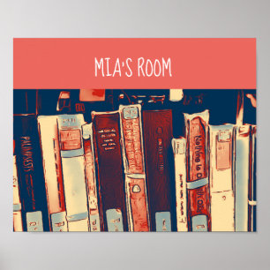 Bibliotheekboeken, arty books, meisjeszaal poster