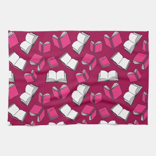Bibliotheekboeken Fun Librarian Bookworm Pink Theedoek (Horizontaal)