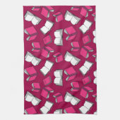 Bibliotheekboeken Fun Librarian Bookworm Pink Theedoek (Verticaal)