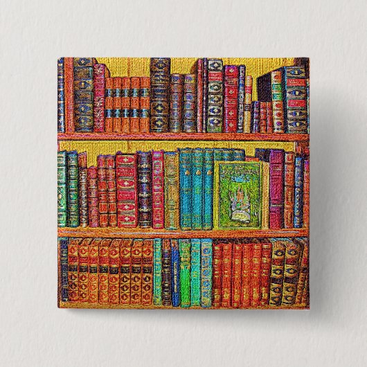 Bibliotheekboeken Vierkante Button 5,1 Cm (Voorkant)