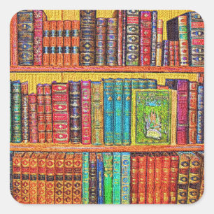 Bibliotheekboeken Vierkante Sticker