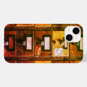  bibliotheekcataloguskast met bruin hout Case-Mate iPhone case (Achterkant (horizontaal))