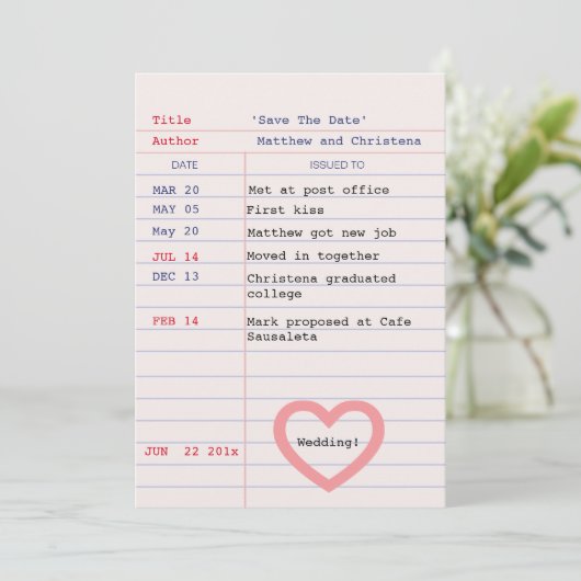 Bibliotheekkaart Bewaar De Datum Save The Date (Staand voorkant)