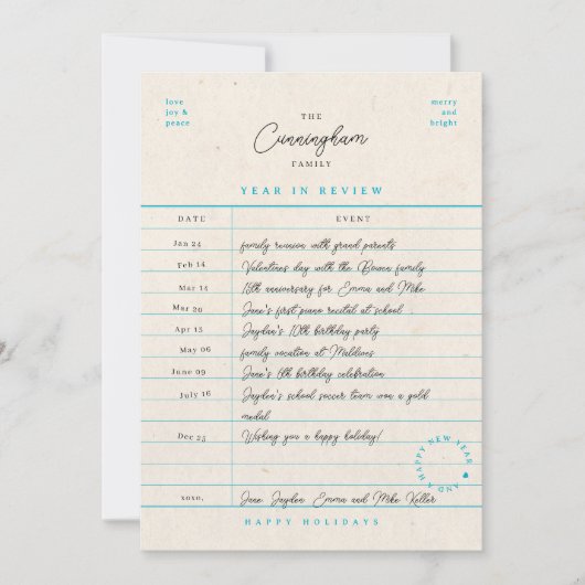 Bibliotheekkaart Jaaroverzicht Platte Kerstkaart (Voorkant)