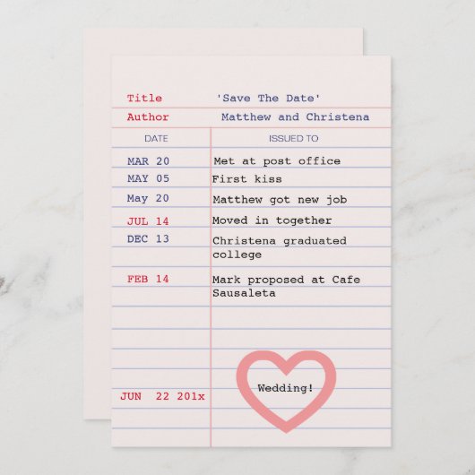 Bibliotheekkaart save the date (Voorkant / Achterkant)