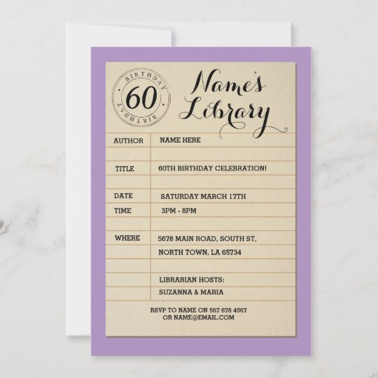 Bibliotheekkaartenboek uitnodiging voor feestdag (Voorkant)