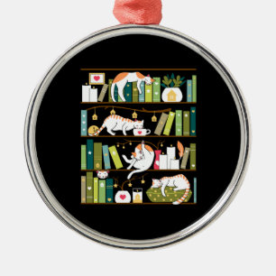 Bibliotheekkatten - vieze katten op boekenkasten metalen ornament