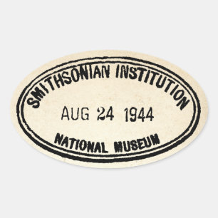 Bibliotheekstempel Smithsonian Institution 1944 Ovale Sticker