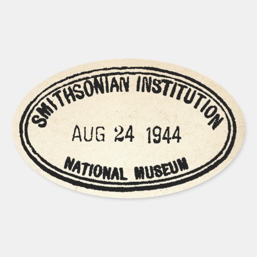 Bibliotheekstempel Smithsonian Institution 1944 Ovale Sticker (Voorkant)