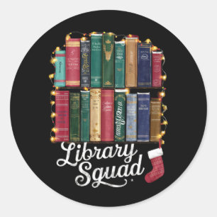 Bibliotheekteam Kerst Boekliefhebbers Team Lezen Ronde Sticker