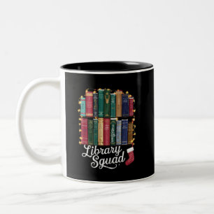 Bibliotheekteam Kerst Boekliefhebbers Team Lezen Tweekleurige Koffiemok