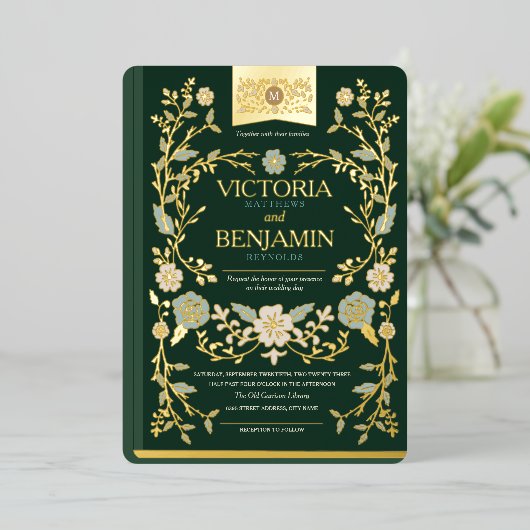 bibliotheekweddenschap folie uitnodiging (Staand Voorkant)