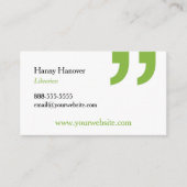 Bibliothèque Bibliothécaire Carte de visite de pub (Devant)