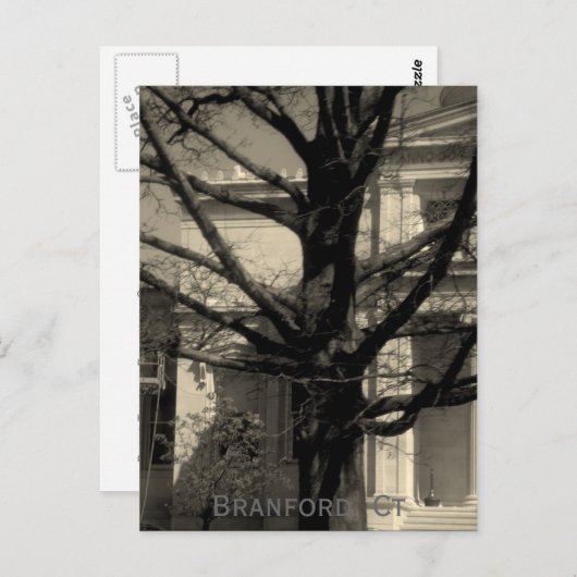 Bibliothèque, Branford, carte postale Ct (Devant / Derrière)