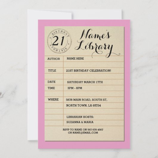 Bibliothèque Carte Livre Anniversaire Fête Invitat (Devant)