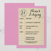 Bibliothèque Carte Livre Anniversaire Fête Invitat (Devant / Derrière)