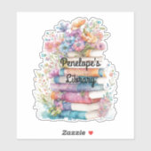 Bibliothèque de livres floraux Autocollant vinyle  (Feuille)