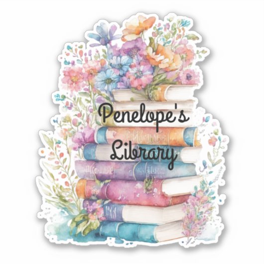 Bibliothèque de livres floraux Autocollant vinyle  (Devant)