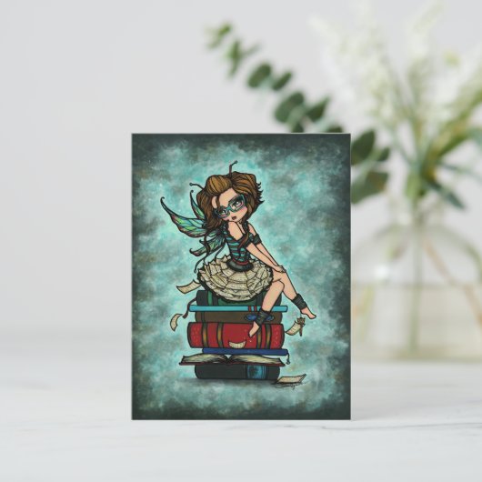 Bibliothèque Fairy Wings Imaginaire Art Carte post (Debout devant)