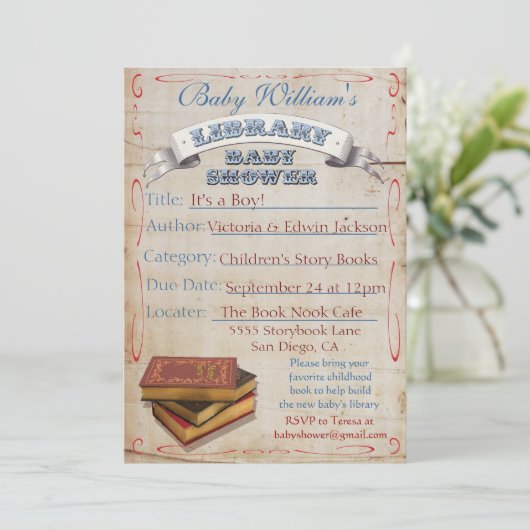Bibliothèque Livre Bébé Douche Invitations (Debout devant)