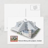 Bibliothèque nationale, Port d'Espagne, Carte post (Devant / Derrière)