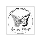 Bibliothèque Papillon Fleur Livre Tampon (Impression)