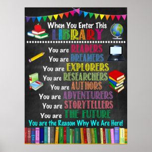 Bibliothèque scolaire Salle de classe Affiche impr