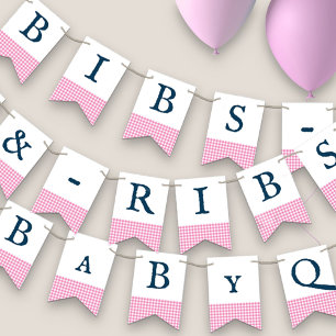 Bibs en ribben BaByQ bewerkbaar roze Baby shower Vlaggetjes
