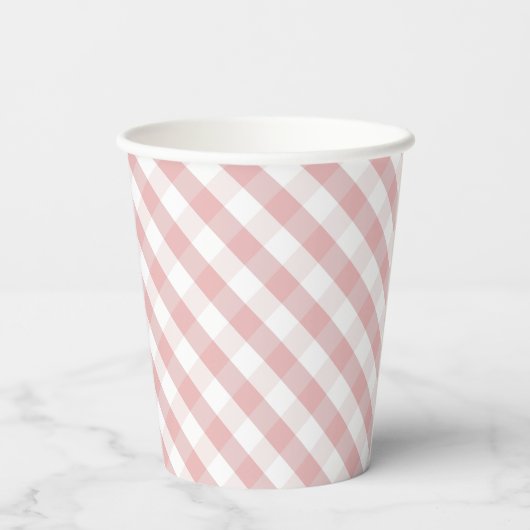 Bibs & Ribs BBQ Rustiek Roze Gingham Baby shower Papieren Bekers (Achterkant)