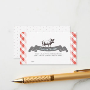 Bibs & Ribs Rode Geruite Luier Raffle Ticket Informatiekaartje