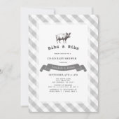 Bibs & Ribs Rustiek Grijs Gingham Co-ed Baby showe Kaart (Voorkant)