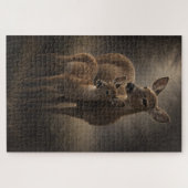 Biche et faon | Art faunique de cerf | Puzzle (Horizontal)