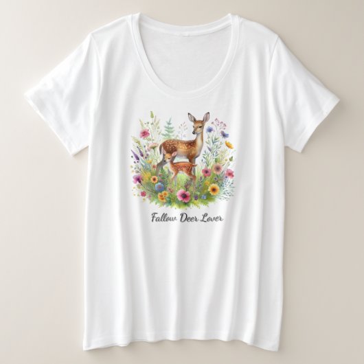 Biche et faon de daim avec des fleurs (Design devant)