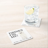 Bichon, Bolognese, Havanezer, Maltese bruiloft Vierkante Kartonnen Onderzetter (Insitu)