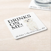 Bichon, Bolognese, Havanezer, Maltese bruiloft Vierkante Kartonnen Onderzetter (Schuin)