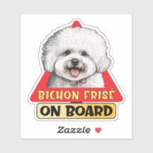 Bichon Frise Aan boord Grappige Hond Rood Verkeers