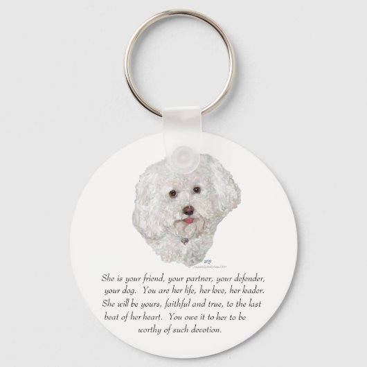 Bichon Frise Aandenken VROUW Sleutelhanger (Voorkant)