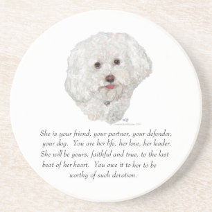 Bichon Frise Aandenken VROUW Zandsteen Onderzetter