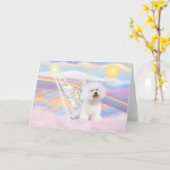Bichon Frise Angel Kaart (Gele Bloem)