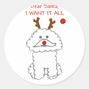 Bichon Frise Beste kerstman Ronde Sticker