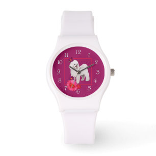Bichon Frise Bloemige Pret Horloge