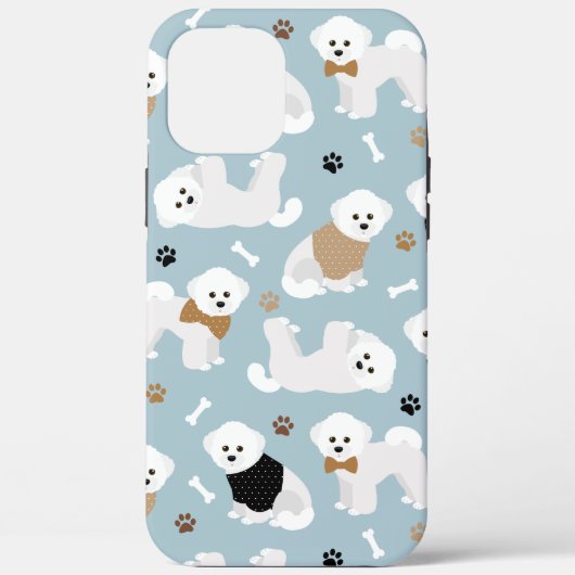 Bichon Frise Bones and Paws Blue Case-Mate iPhone Case (Achterkant)